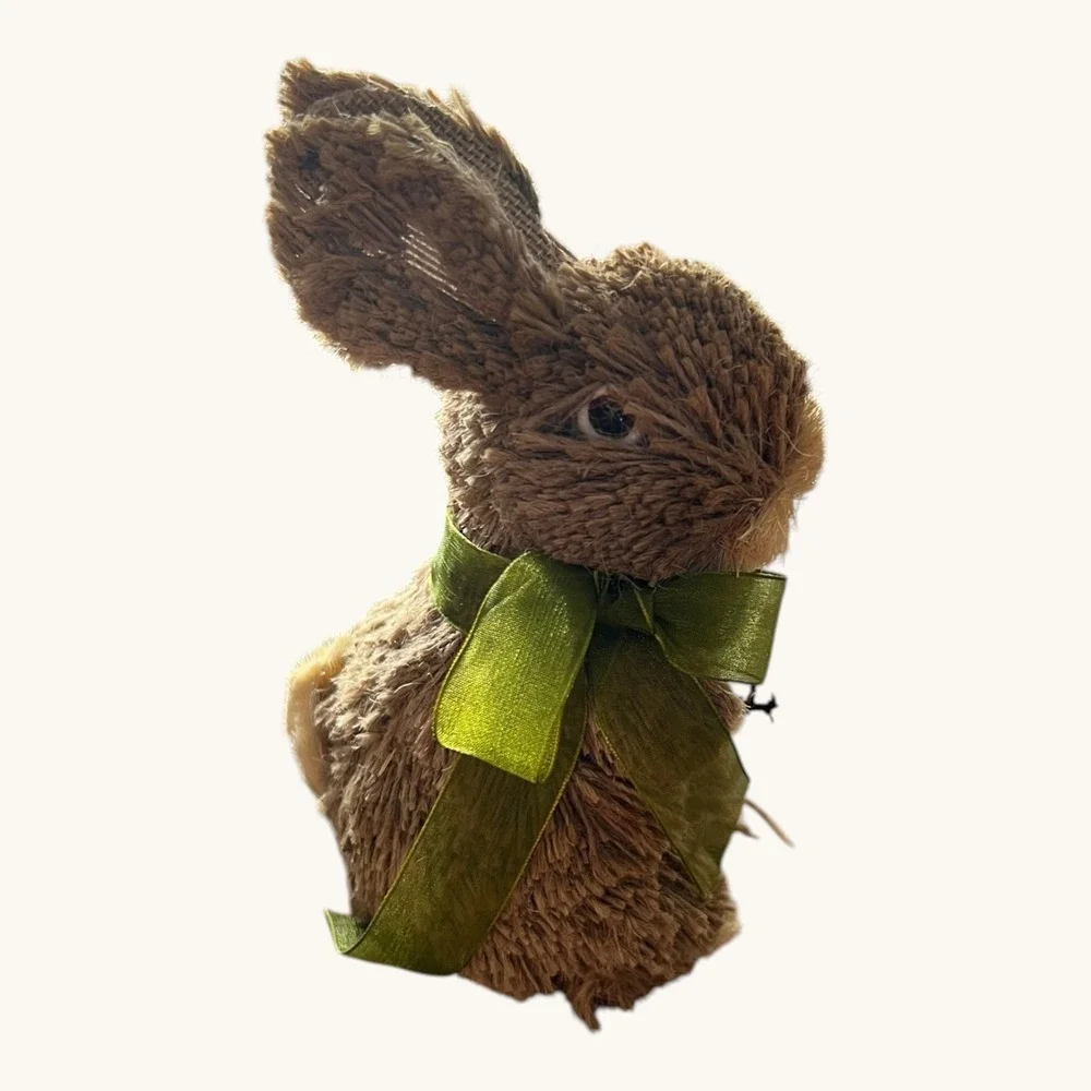 Sisal Easter Bunny Figurine OS Brown‎ Very Good Rustic Spring Decor